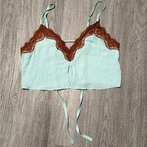 Out from under brown Lace Trimmed light blue Camisole Top